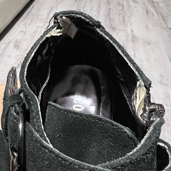 COLIN STUART Women’s Ankle Booties suede Heel 4.8” size 8.5 laced up and buckle - Picture 2 of 14